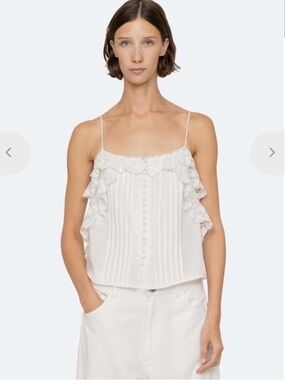 Sea New York Marja Ivory Lace-Trim Pintuck Camisole NWT